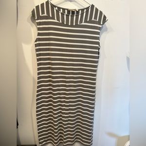 Chico’s Olive Green Midi Striped Dress
